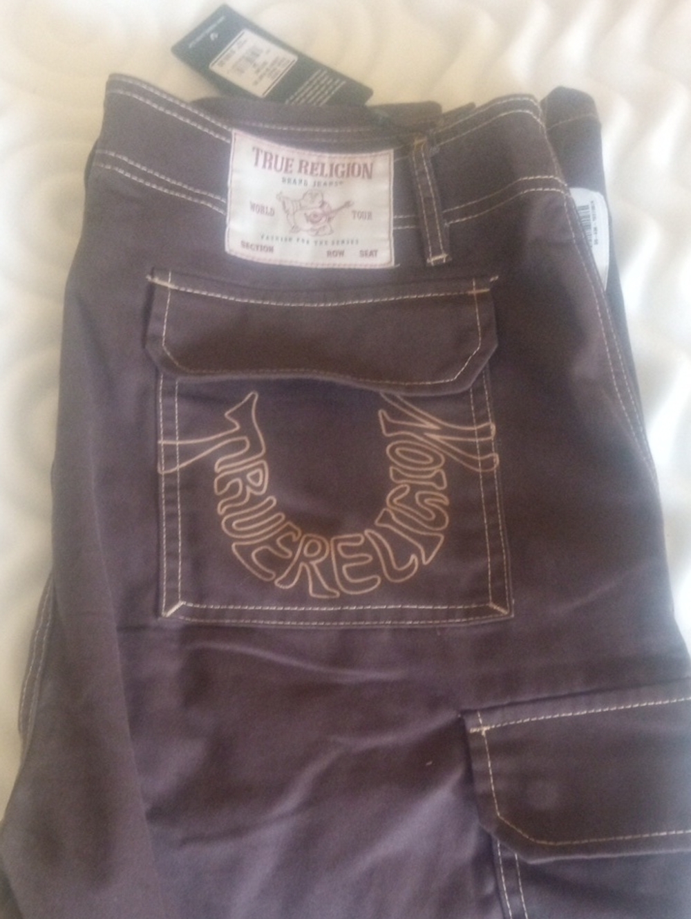 True Religion Men’s Dark Brown Relaxed Jeans with Embroidered Back Pocket